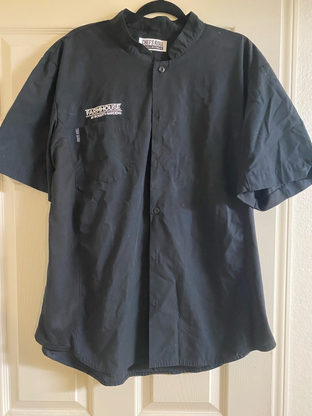 Black Short-Sleeve Chef Button-Down Shirt